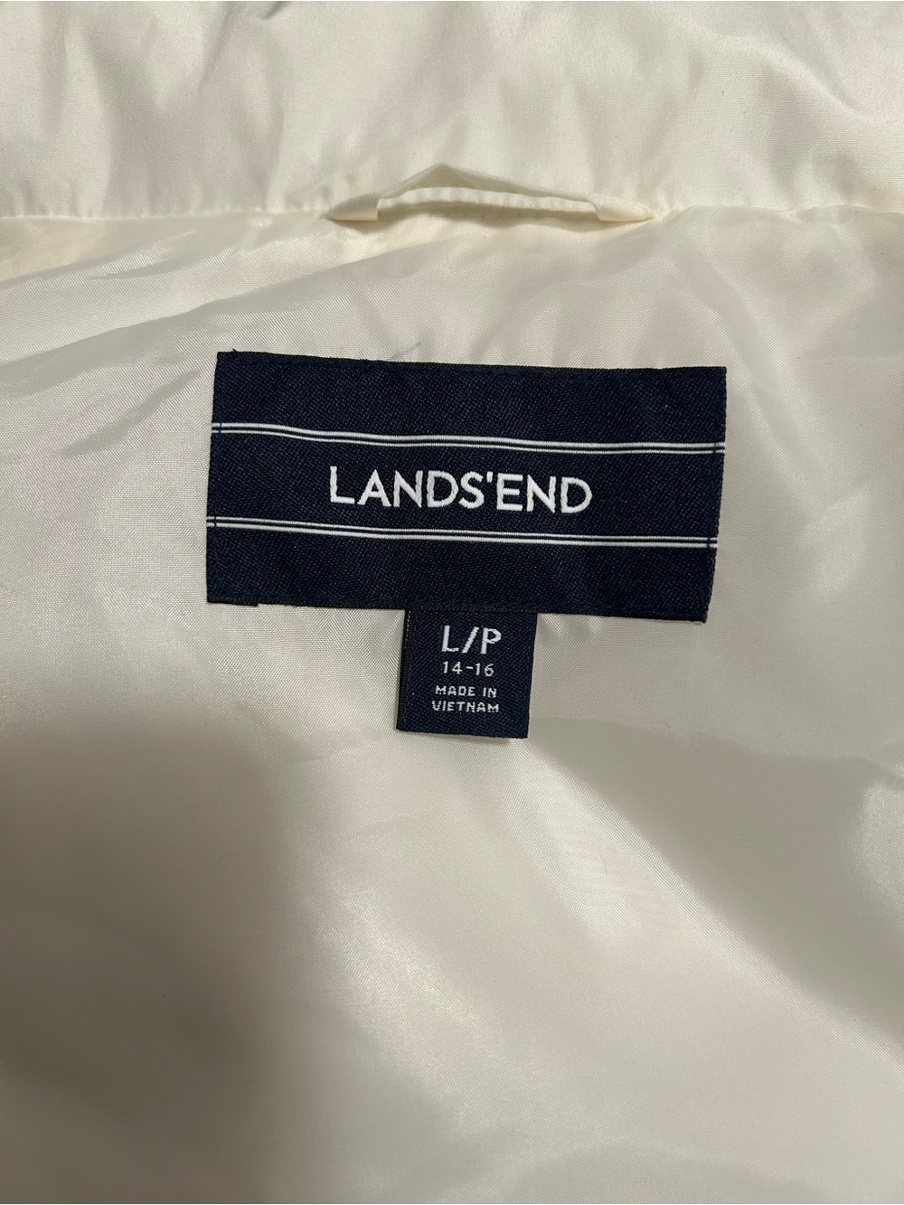 Lands' End Women's cream puffer vest